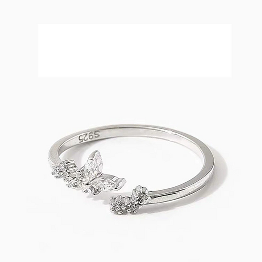 Delicate Silver Ring Adorned with Zirconia