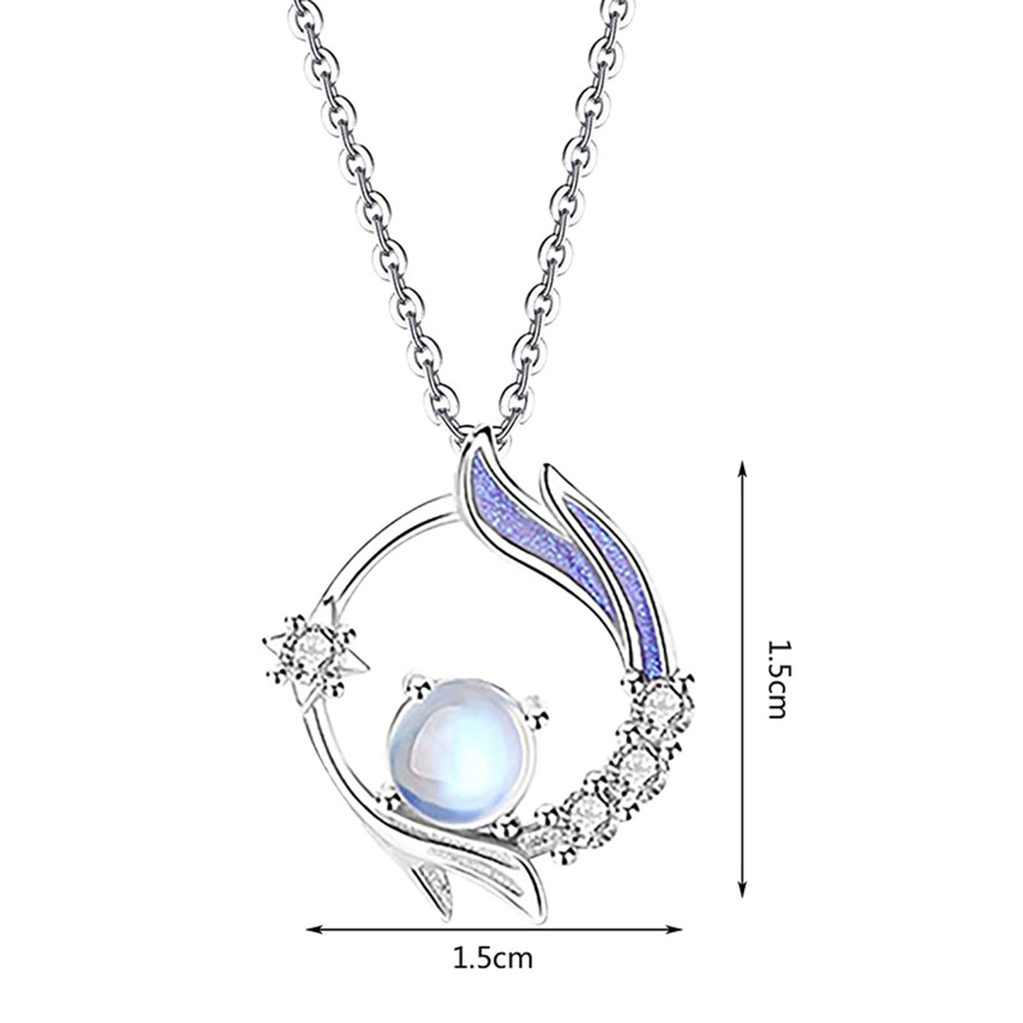 Silver Necklace with Moonstone Accent