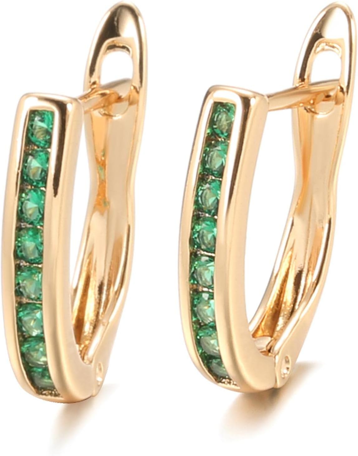 Gold Emerald and Diamond Earrings