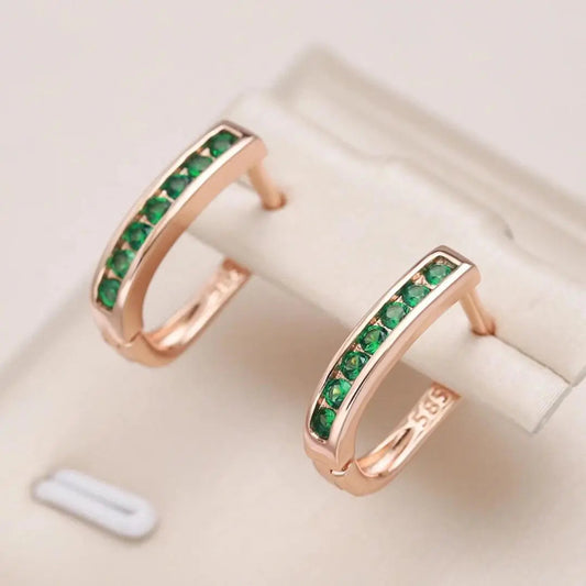 Gold Emerald and Diamond Earrings