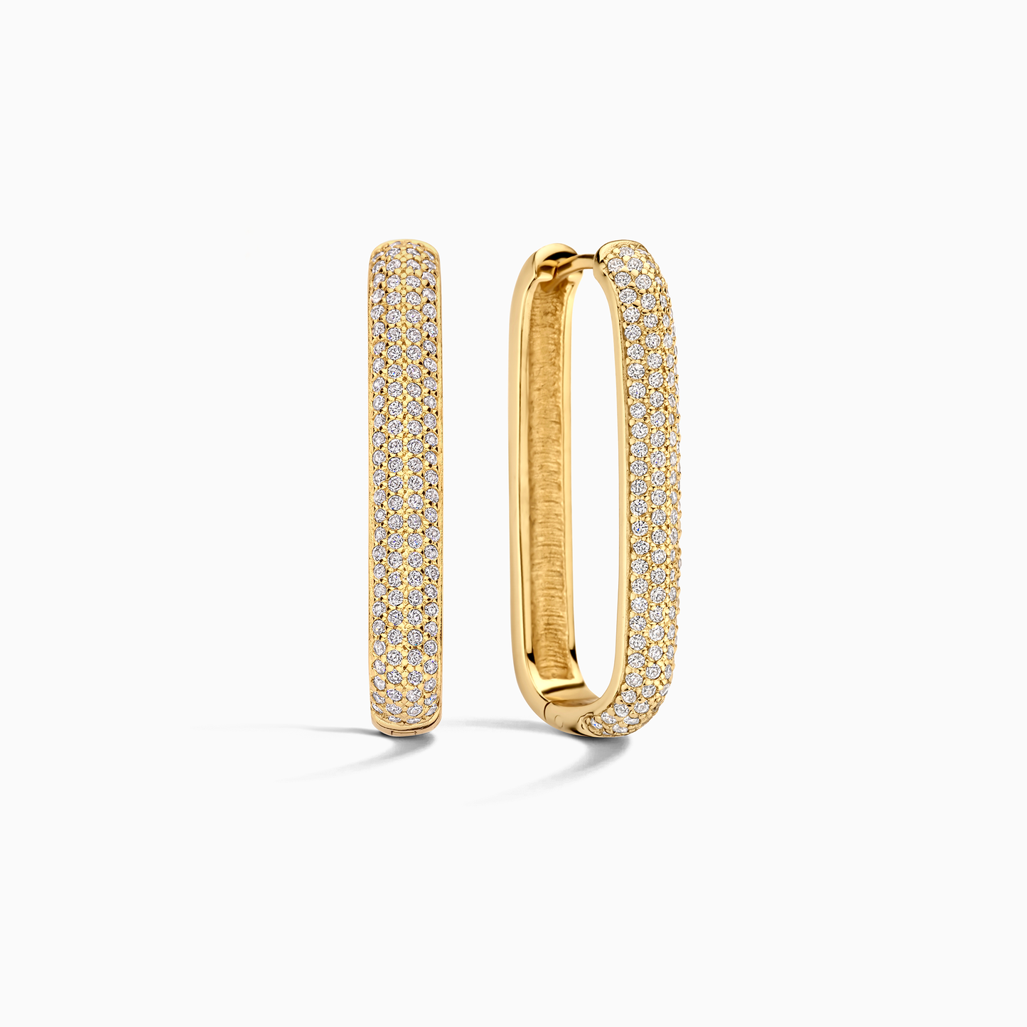 Gold Hoop Earrings with Oversized Pave Icons