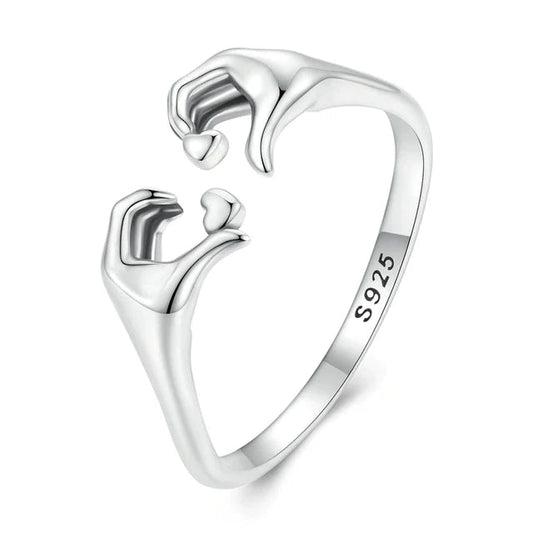 925 Sterling Silver Embracing Love Couple Ring