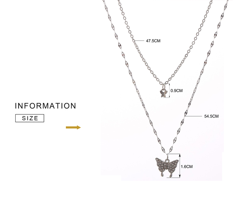Elegant Silver Necklace Set Featuring a Dazzling Butterfly Design