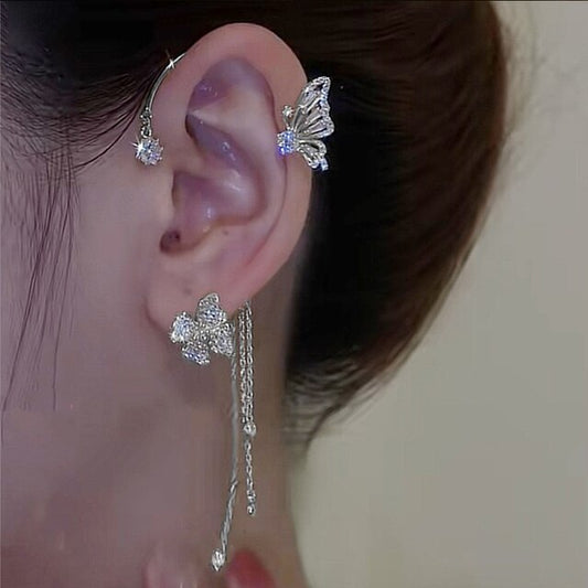 Elegant Sparkling Butterfly Ear Clips