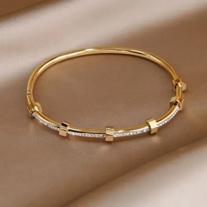 Moissanite-Studded Gold-Plated Bracelet