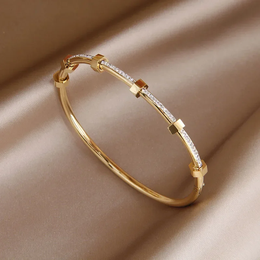 Moissanite-Studded Gold-Plated Bracelet