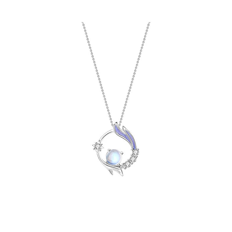Silver Necklace with Moonstone Accent