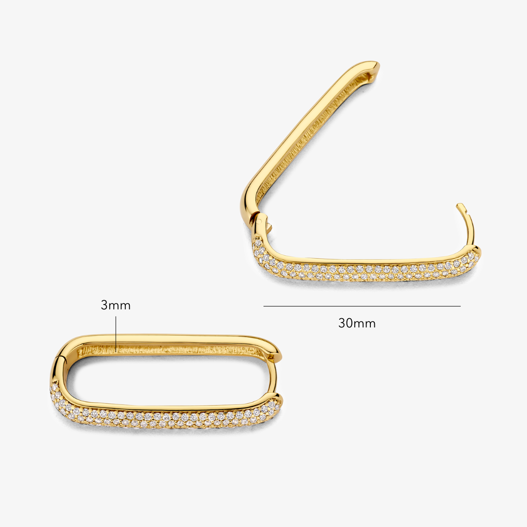 Gold Hoop Earrings with Oversized Pave Icons