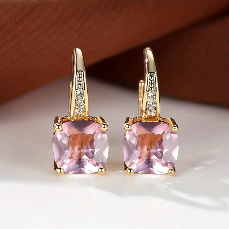 Gold Mystic Stone Hoop Earrings