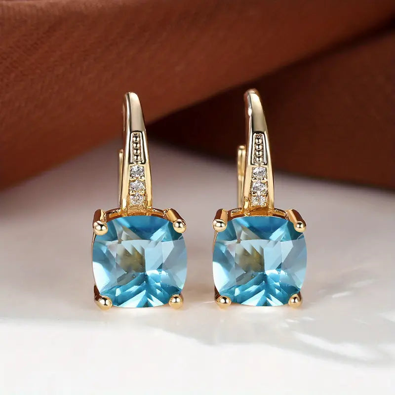 Gold Mystic Stone Hoop Earrings