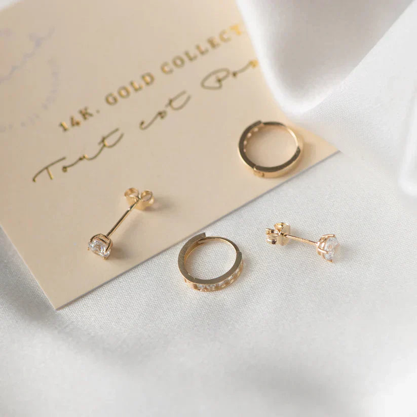 Dara Brillane Gold Stone Earring Set