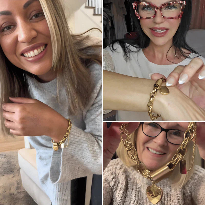Gold Chunky Heart Bracelet