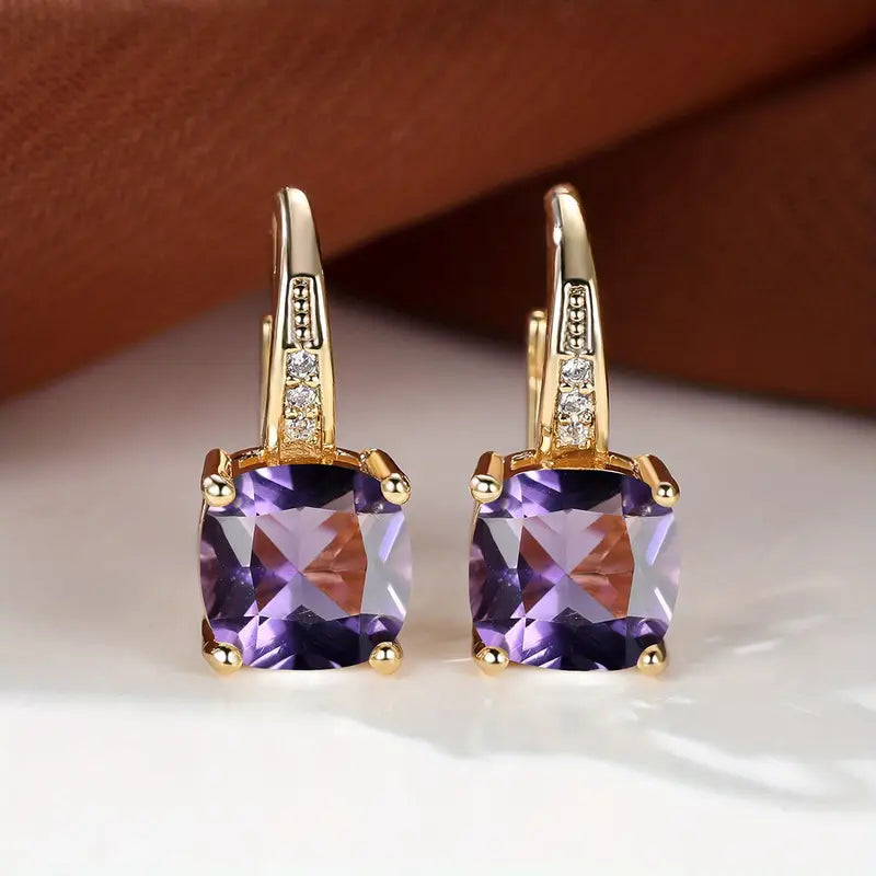 Gold Mystic Stone Hoop Earrings