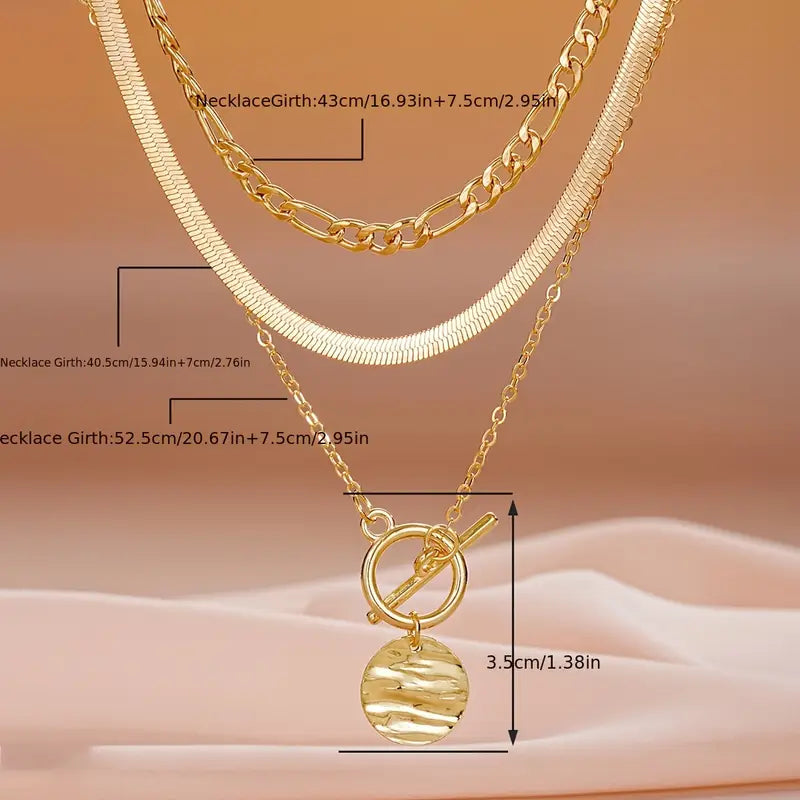 Gold Savira Layered Necklace with Textured Elements