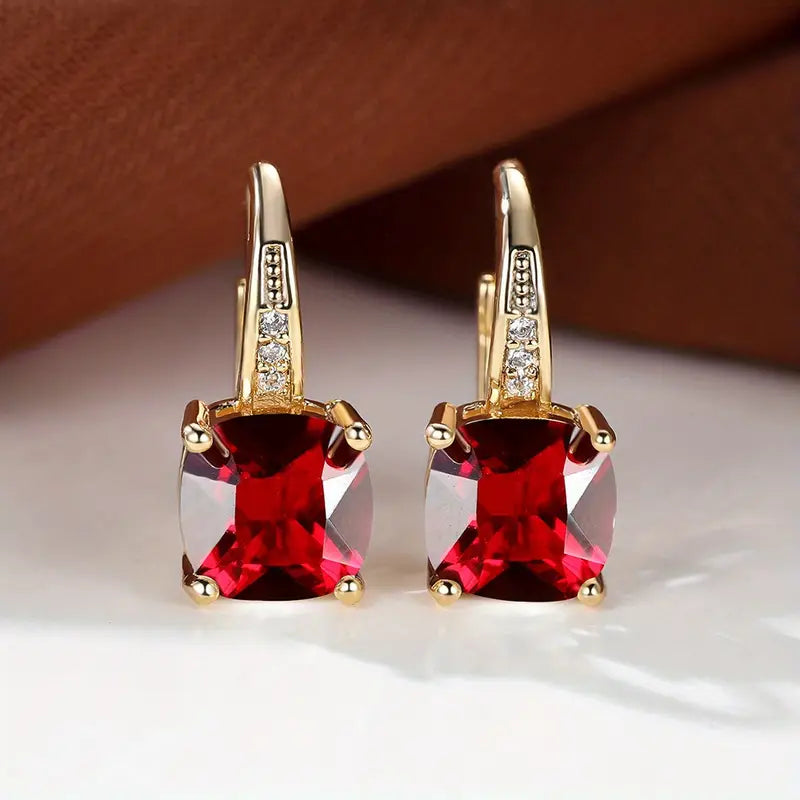 Gold Mystic Stone Hoop Earrings