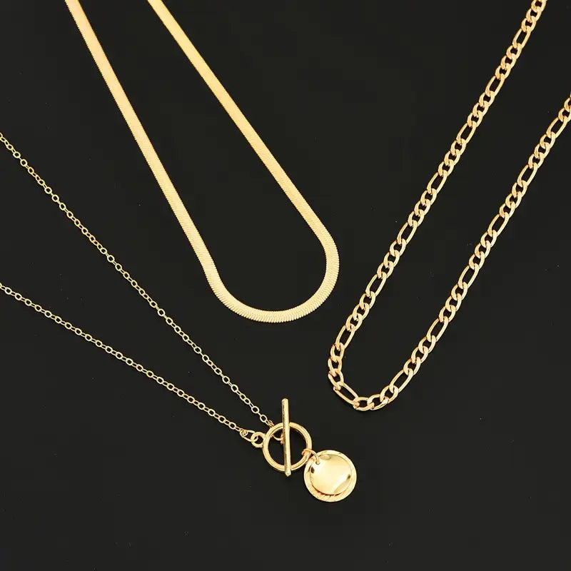 Gold Savira Layered Necklace with Textured Elements