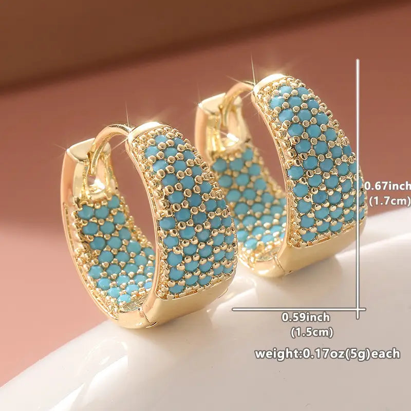 Gold Turquoise Bead Hoop Earrings