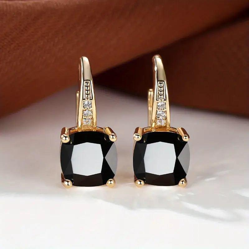 Gold Mystic Stone Hoop Earrings