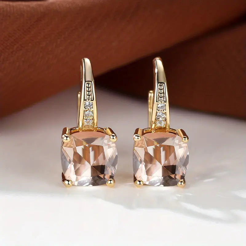 Gold Mystic Stone Hoop Earrings