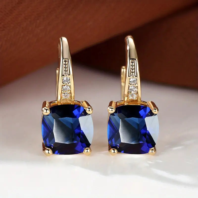 Gold Mystic Stone Hoop Earrings