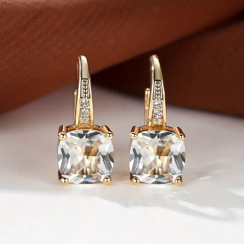Gold Mystic Stone Hoop Earrings