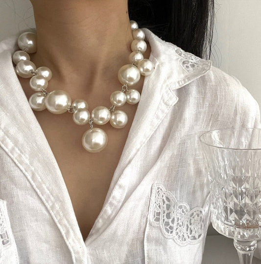 Statement Pearl Choker Necklace for Women | Bold Beaded Design