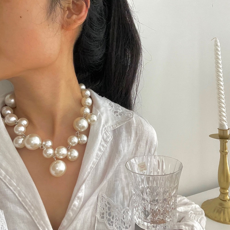 Statement Pearl Choker Necklace for Women | Bold Beaded Design