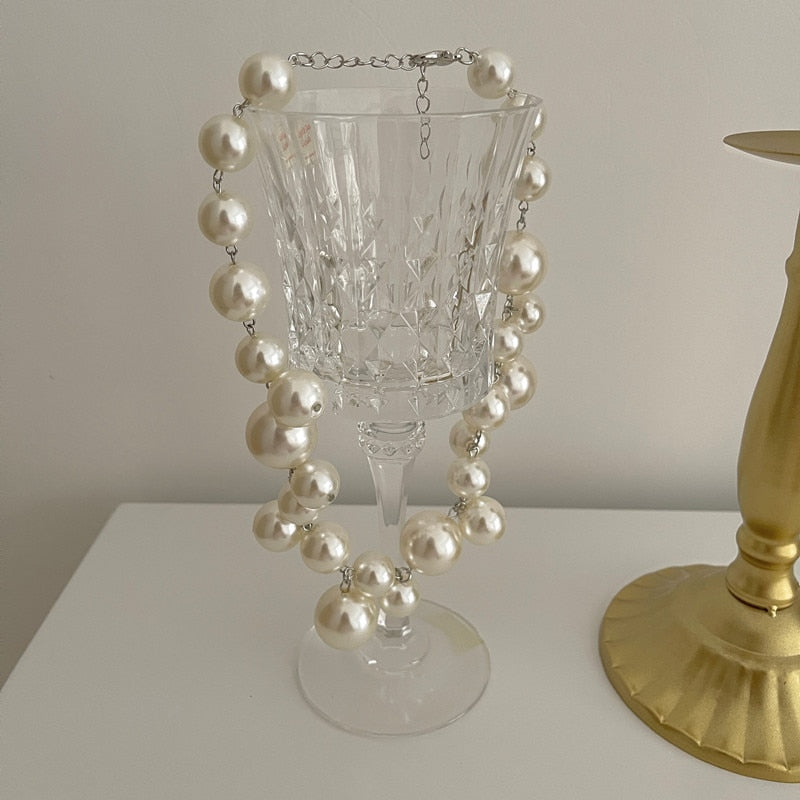 Statement Pearl Choker Necklace for Women | Bold Beaded Design
