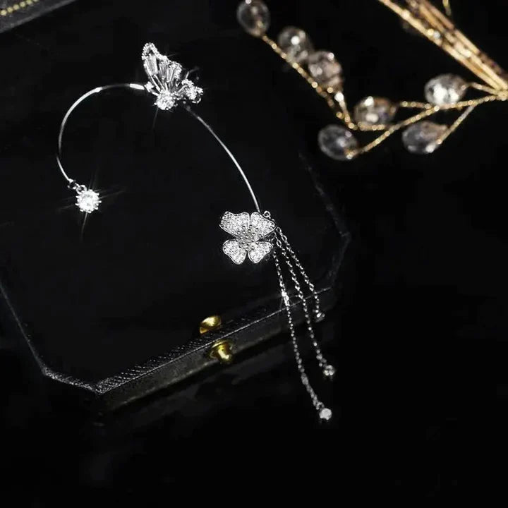 Elegant Sparkling Butterfly Ear Clips – Chic Style Without Piercing
