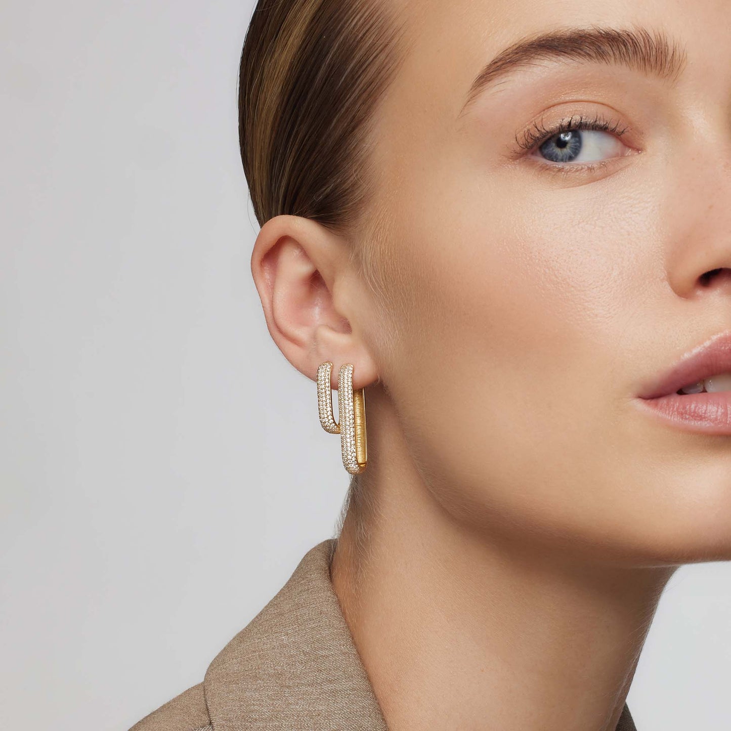 Gold Icon Pavé Earrings
