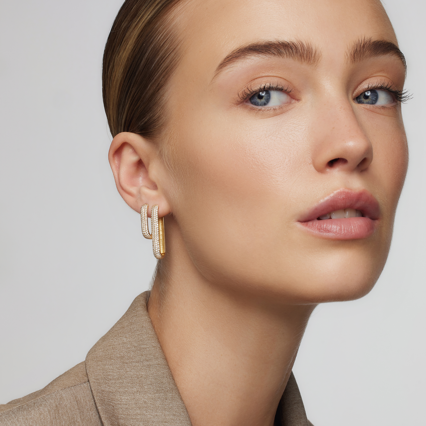 Gold Icon Pavé Earrings