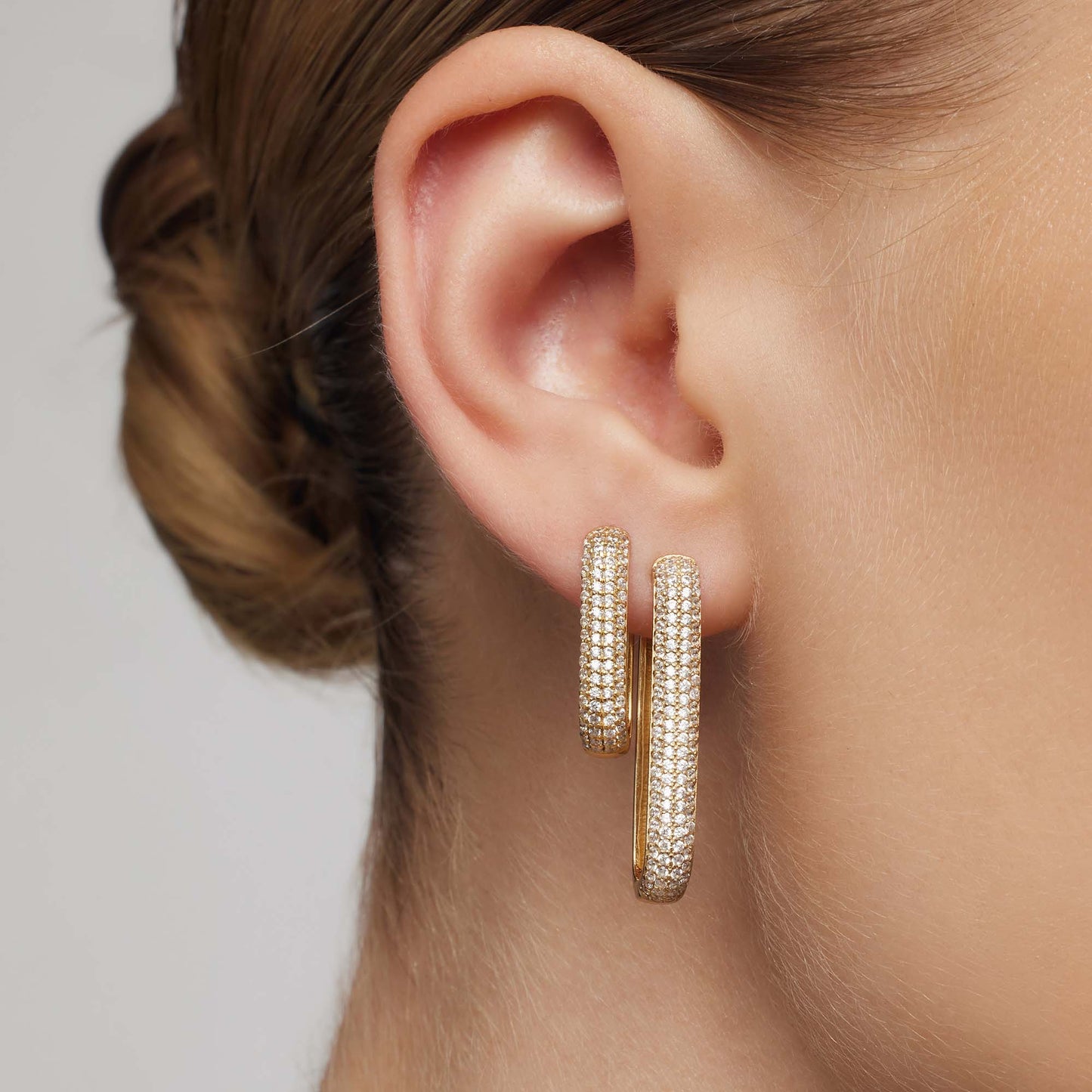 Gold Icon Pavé Earrings