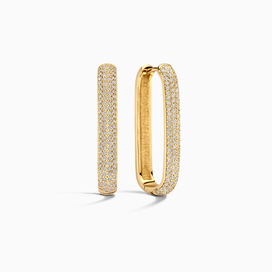 Gold Hoop Earrings with Oversized Pave Icons