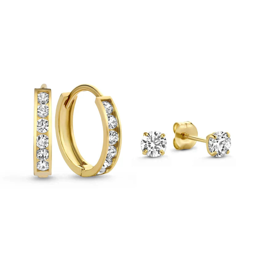 Dara Brillane Gold Stone Earring Set