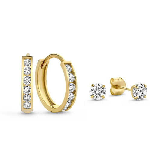 Dara Brillane Gold Stone Earring Set