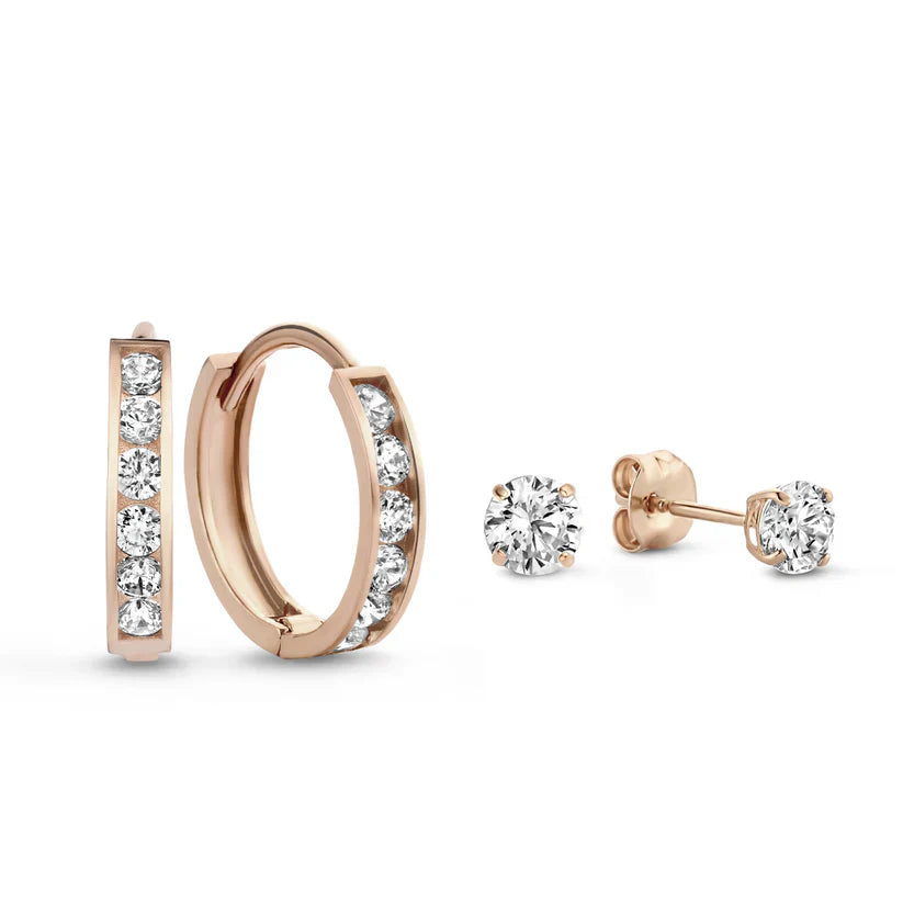 Dara Brillane Gold Stone Earring Set