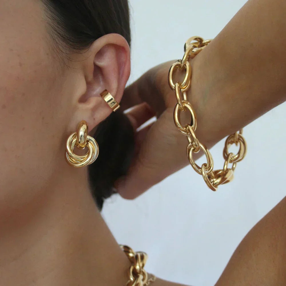 Gold Intertwined Statement Earrings