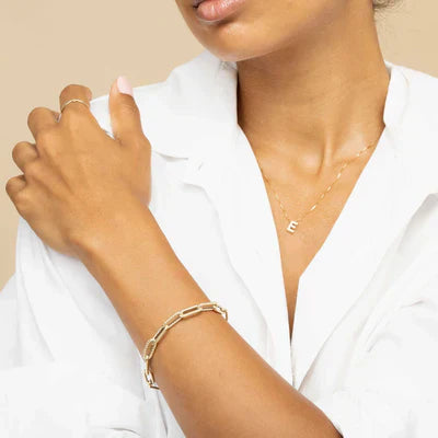 Gold Initial Necklace with Love Letter Charm