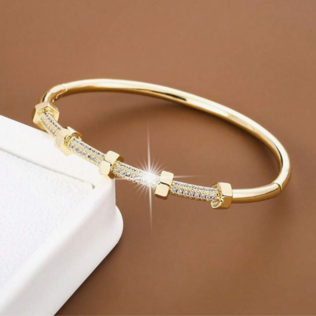 Moissanite-Studded Gold-Plated Bracelet