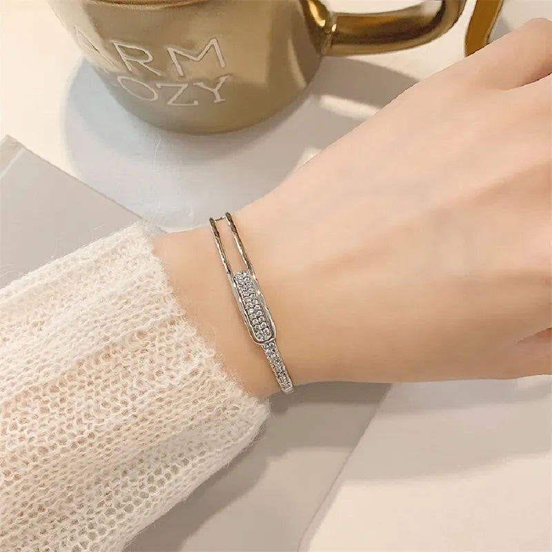 Zirconia Open Cuff – 925 Silver Elegance