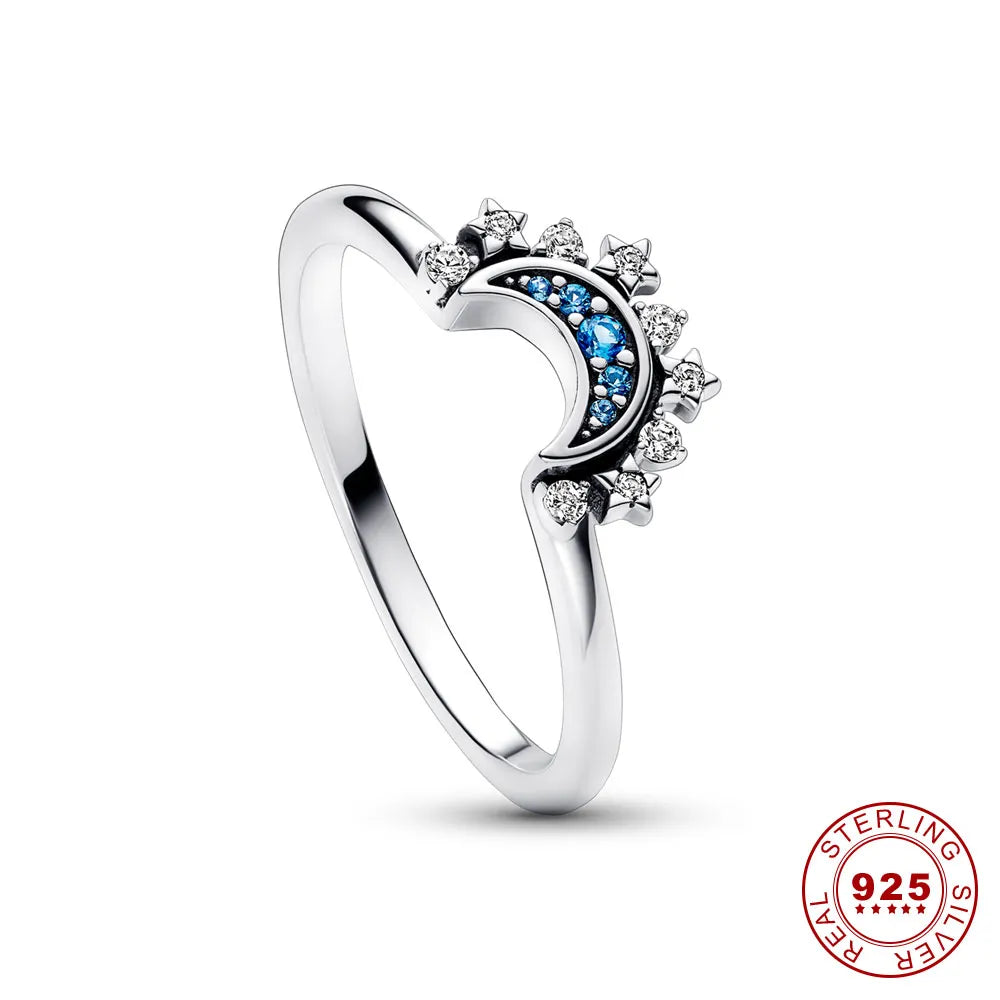 Celestial Crystal Ring Duo: Sun & Moon Design