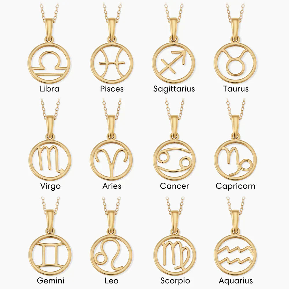 Gold Zodiac Sign Pendant Necklace