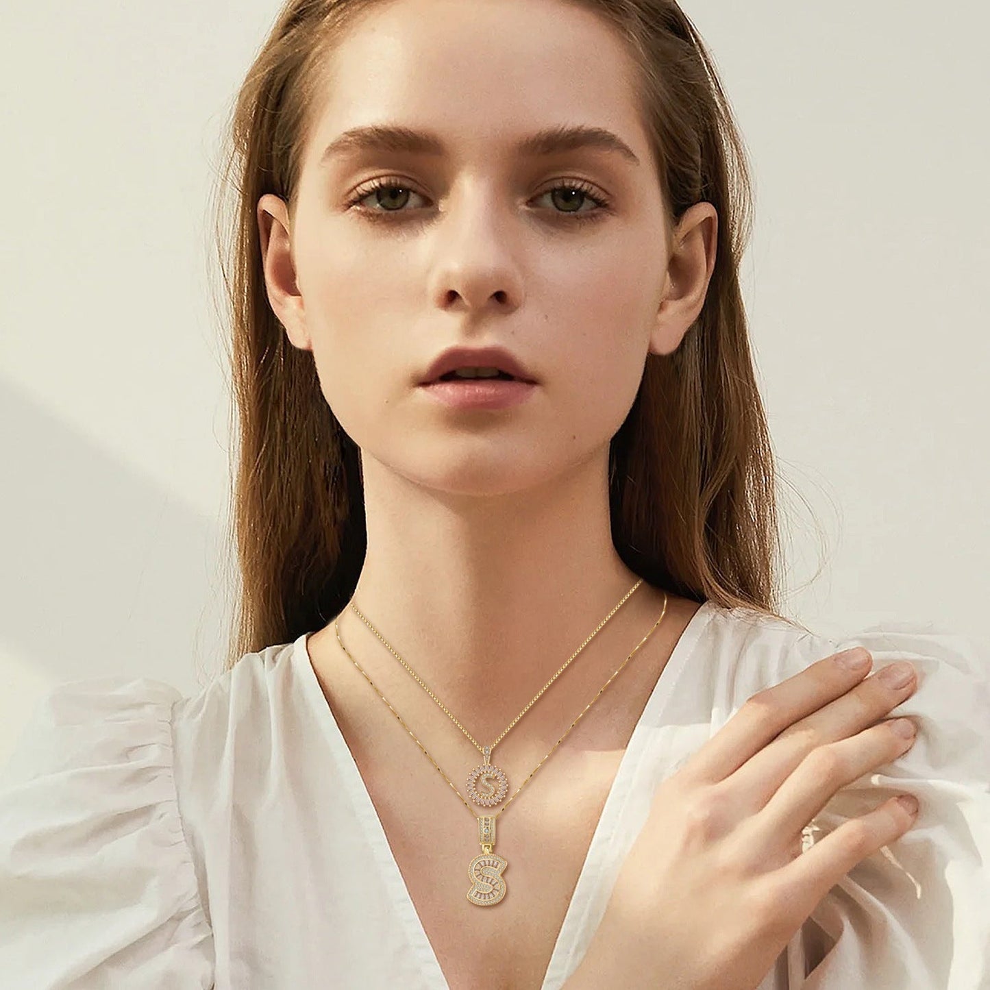 Gold Initial-Embedded Necklace