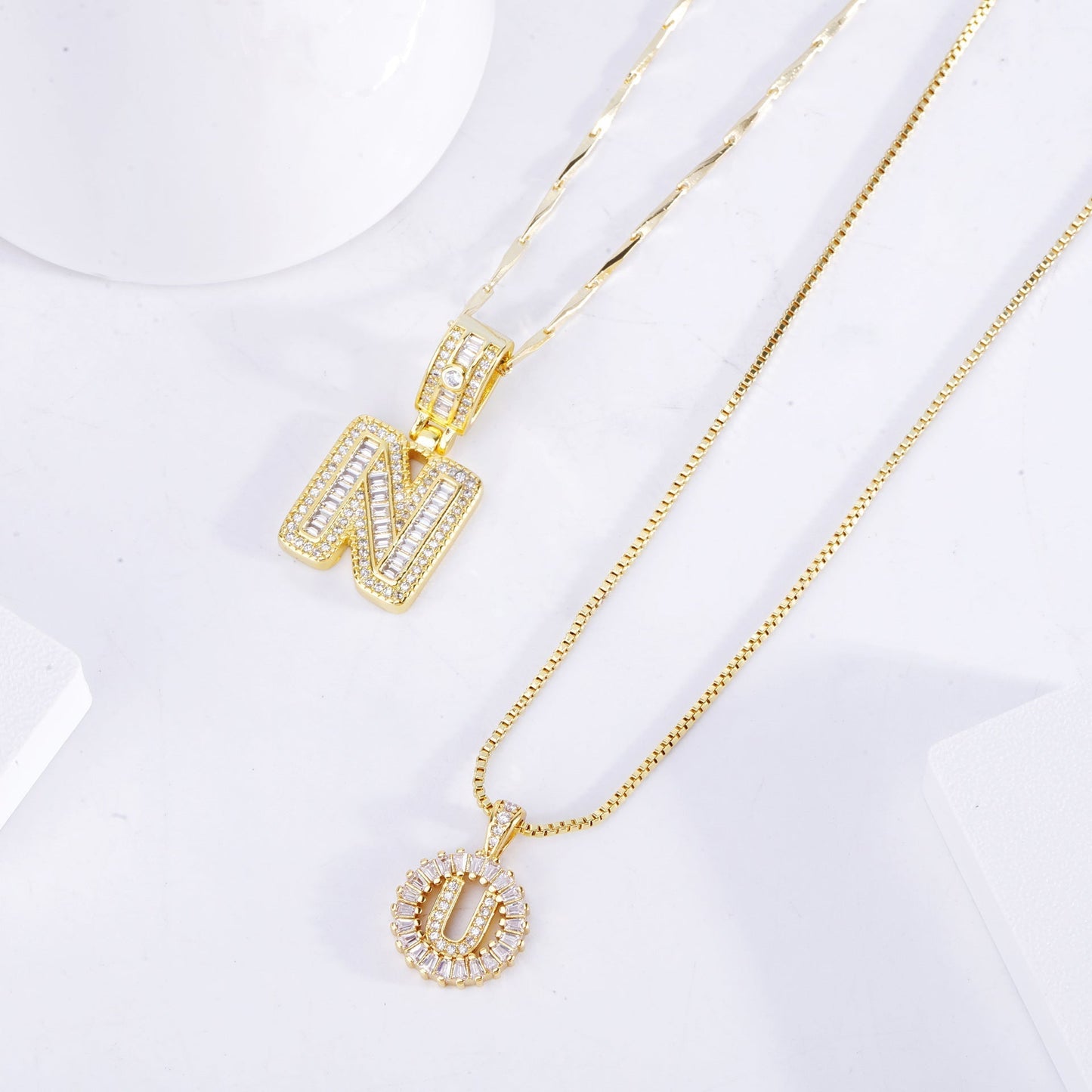Gold Initial-Embedded Necklace