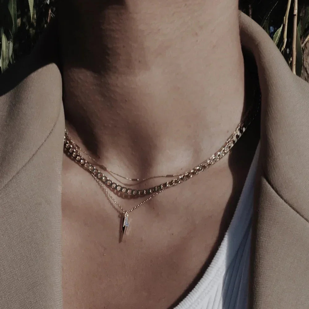 Gold Flat Link Chain Necklace
