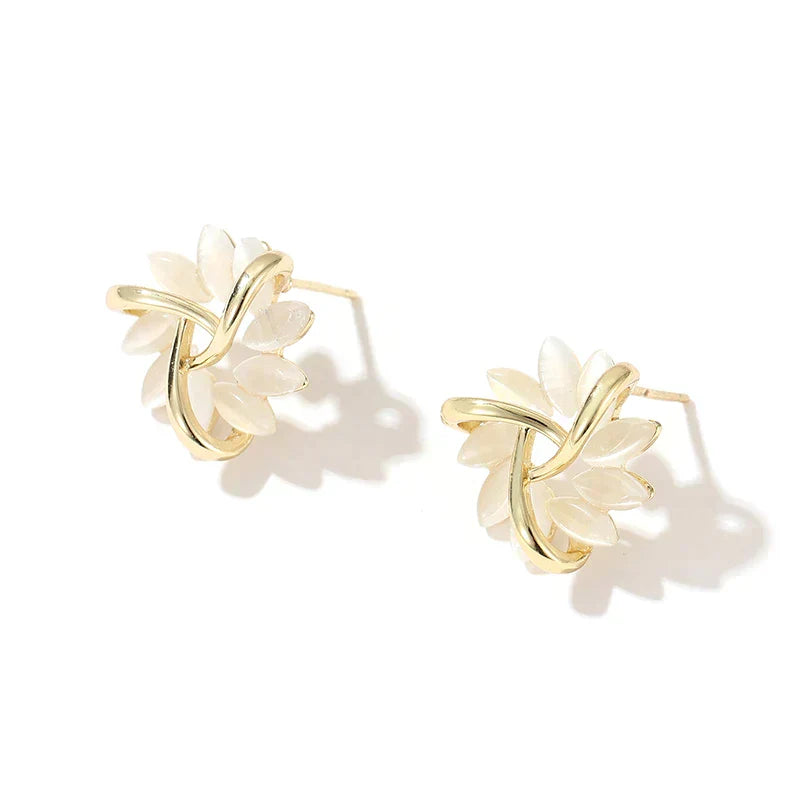 Tori™ – Curved Stone Flower Earrings