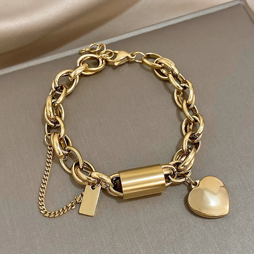 Gold Chunky Heart Bracelet