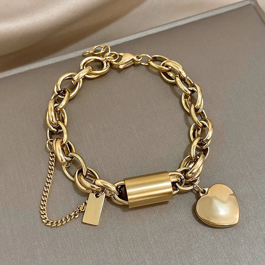 Gold Chunky Heart Bracelet