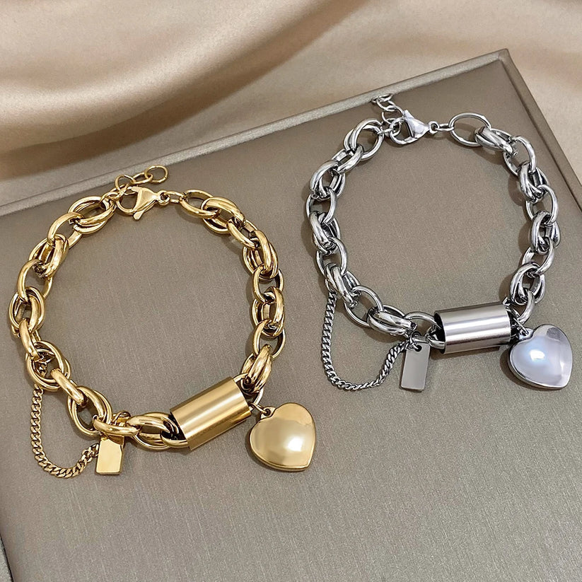 Gold Chunky Heart Bracelet