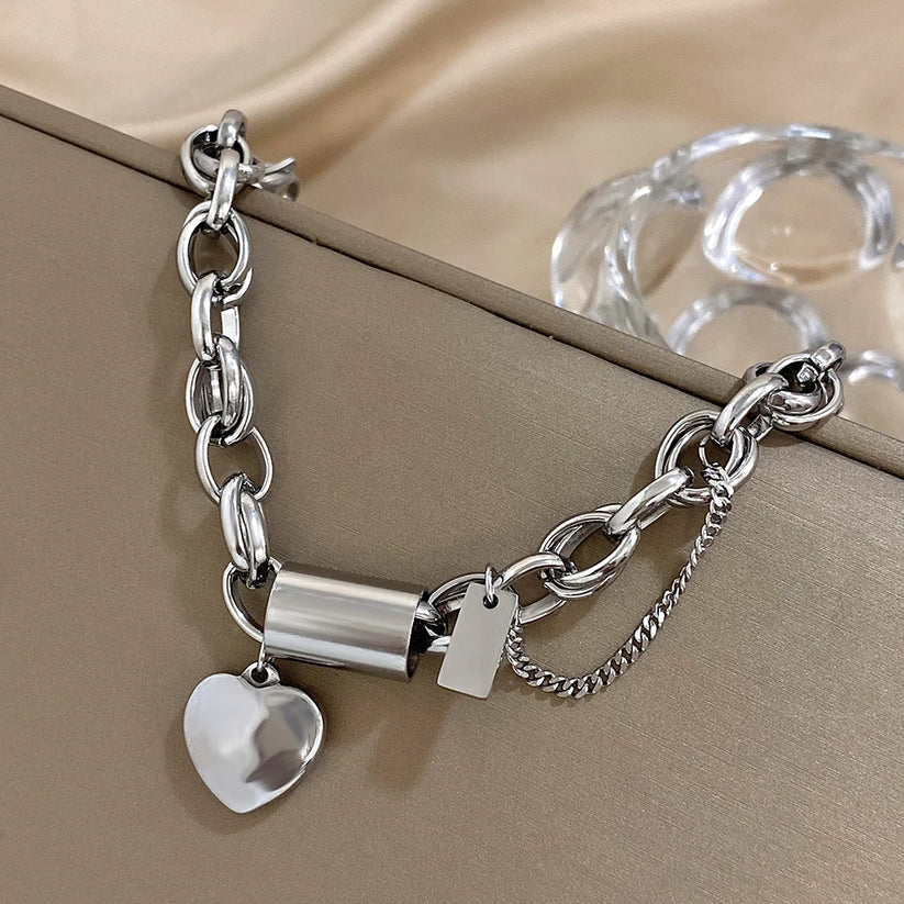 Gold Chunky Heart Bracelet